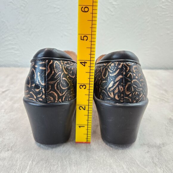 Alegria Slip Resistant Shoes Bronze Tooled Leather Comfort Safety Work Clogs - Picture 4 of 12